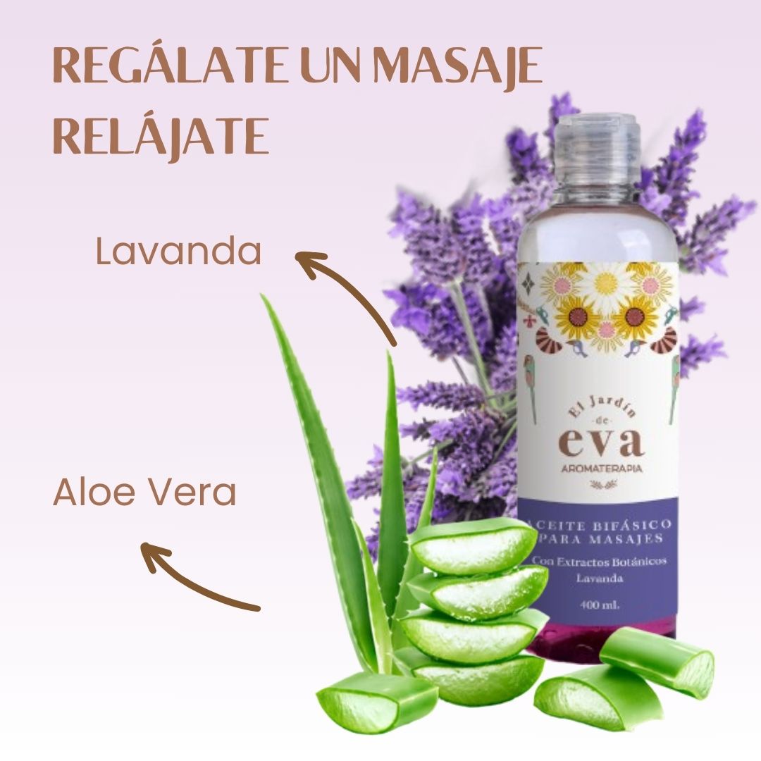 aceite para masajes de lavanda y aloe vera