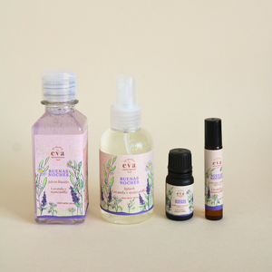 Combo Buenas Noches ( Jabón Líquido 160 ml + Splash 135 ml + Roll On 10 ml + Aceite Difusor 10 ml)