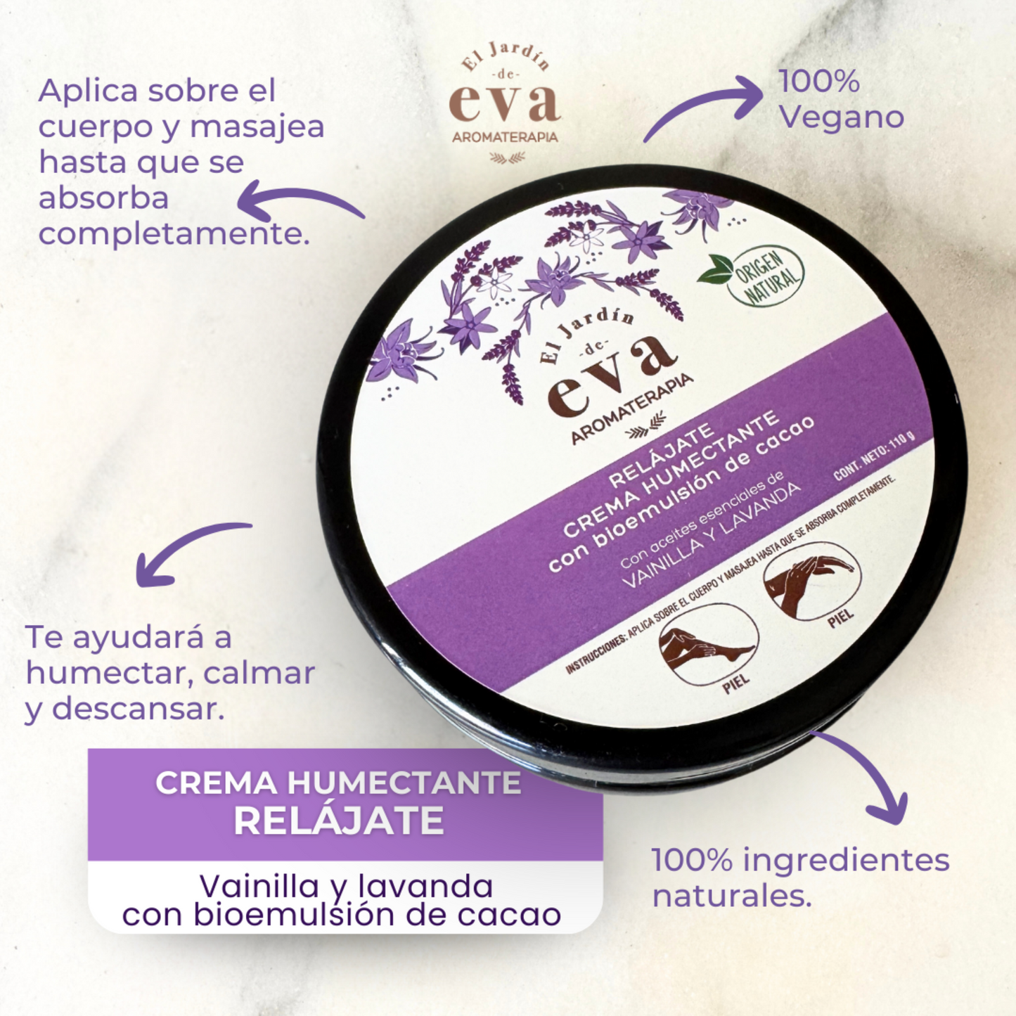 Crema  Humectante con Bioemulsión de Cacao Relájate